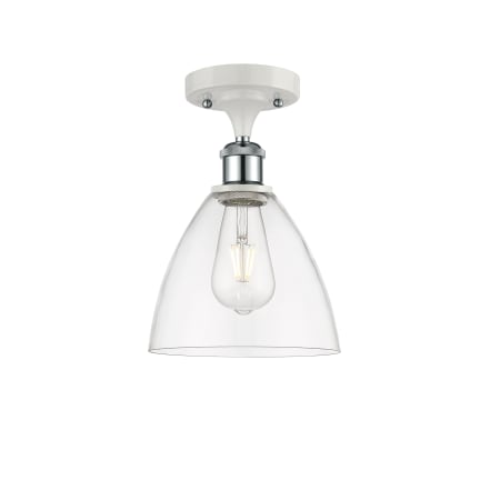 A large image of the Innovations Lighting 516-1C-11-8 Bristol Semi-Flush White and Polished Chrome / Clear