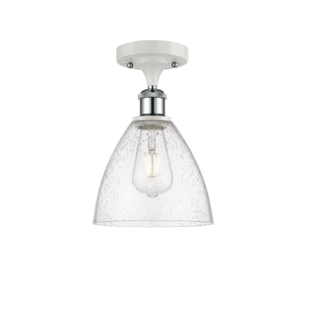 A large image of the Innovations Lighting 516-1C-11-8 Bristol Semi-Flush White and Polished Chrome / Seedy