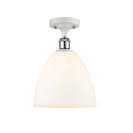 A large image of the Innovations Lighting 516-1C-13-9 Bristol Semi-Flush White and Polished Chrome / Matte White