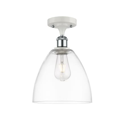 A large image of the Innovations Lighting 516-1C-13-9 Bristol Semi-Flush White and Polished Chrome / Clear