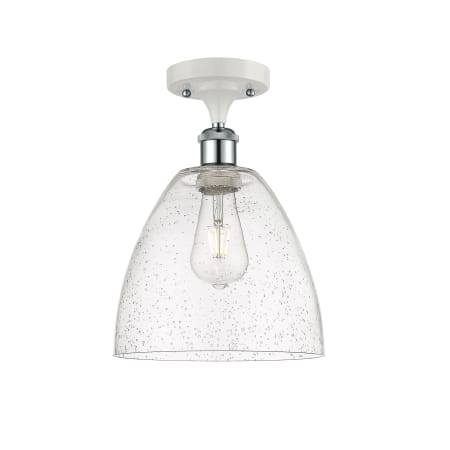 A large image of the Innovations Lighting 516-1C-13-9 Bristol Semi-Flush White and Polished Chrome / Seedy