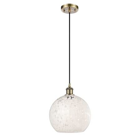 A large image of the Innovations Lighting 516-1P-12-10 White Mouchette Pendant Alternate Image