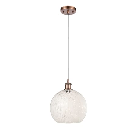 A large image of the Innovations Lighting 516-1P-12-10 White Mouchette Pendant Alternate Image