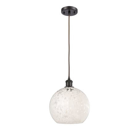 A large image of the Innovations Lighting 516-1P-12-10 White Mouchette Pendant Alternate Image