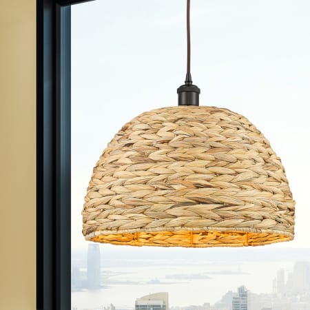 A large image of the Innovations Lighting 516-1P-14-16 Woven Ratan Pendant Alternate Image