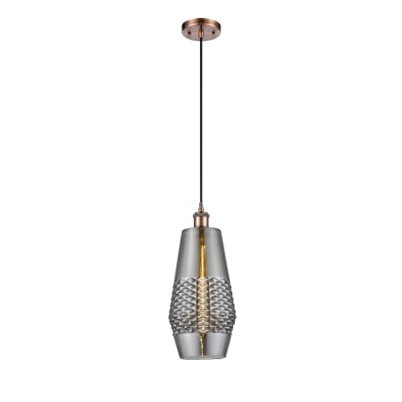 A large image of the Innovations Lighting 516-1P-17-7 Windham Pendant Alternate image