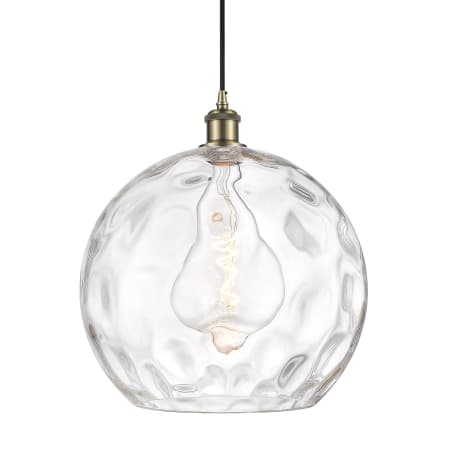 A large image of the Innovations Lighting 516-1P-17-14 Athens Pendant Antique Brass / Clear Water Glass