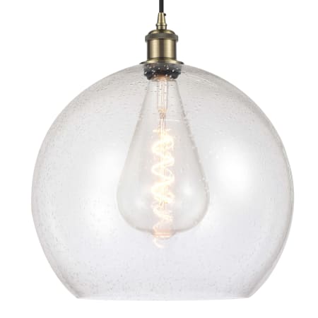 A large image of the Innovations Lighting 516-1P-19-14 Athens Pendant Antique Brass / Seedy