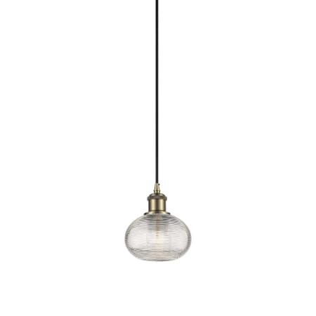 A large image of the Innovations Lighting 516-1P-7-6 Ithaca Pendant Antique Brass