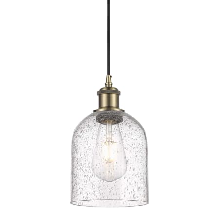 A large image of the Innovations Lighting 516-1P-10-6 Bella Pendant Antique Brass / Seedy