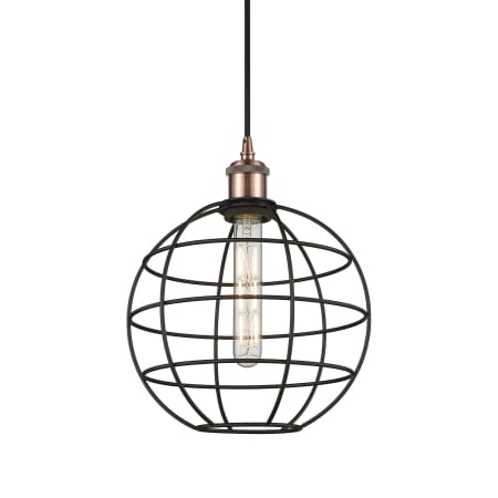 A large image of the Innovations Lighting 516-1P-13-10 Lake Placid Pendant Antique Copper / Matte Black