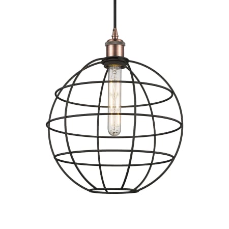 A large image of the Innovations Lighting 516-1P-15-12 Lake Placid Pendant Antique Copper / Matte Black