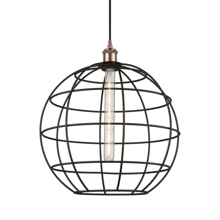 A large image of the Innovations Lighting 516-1P-18-16 Lake Placid Pendant Antique Copper / Matte Black