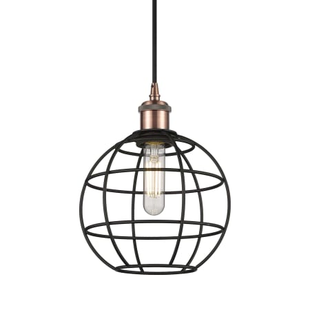 A large image of the Innovations Lighting 516-1P-11-8 Lake Placid Pendant Antique Copper / Matte Black