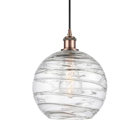 A large image of the Innovations Lighting 516-1P-13-10 Athens Pendant Clear Deco Swirl / Antique Copper