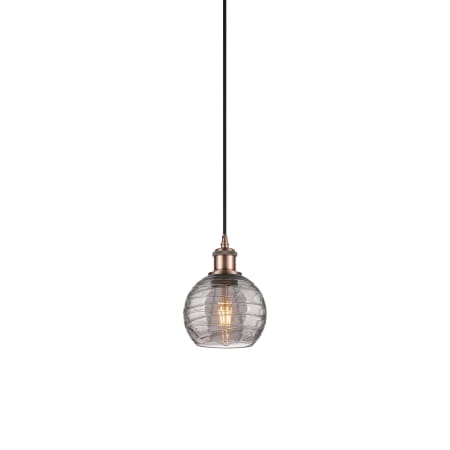 A large image of the Innovations Lighting 516-1P-9-6 Athens Pendant Antique Copper