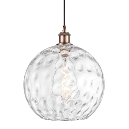 A large image of the Innovations Lighting 516-1P-15-12 Athens Pendant Antique Copper / Clear Water Glass