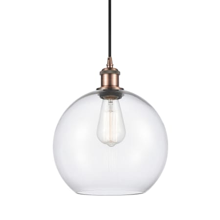 A large image of the Innovations Lighting 516-1P-13-10 Athens Pendant Clear / Antique Copper