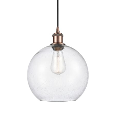 A large image of the Innovations Lighting 516-1P-13-10 Athens Pendant Seedy / Antique Copper