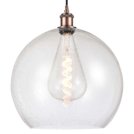 A large image of the Innovations Lighting 516-1P-19-14 Athens Pendant Antique Copper / Seedy