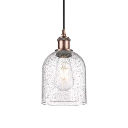 A large image of the Innovations Lighting 516-1P-10-6 Bella Pendant Antique Copper / Seedy