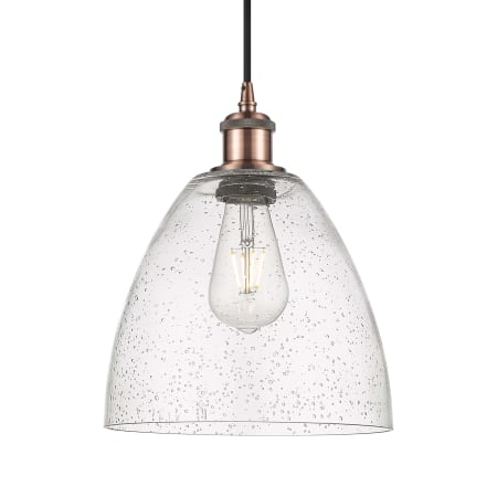 A large image of the Innovations Lighting 516-1P-14-9 Bristol Pendant Antique Copper / Seedy