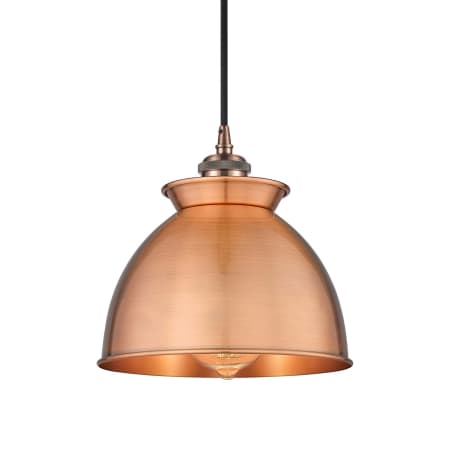 A large image of the Innovations Lighting 516-1P-10-9 Adirondack Pendant Antique Copper