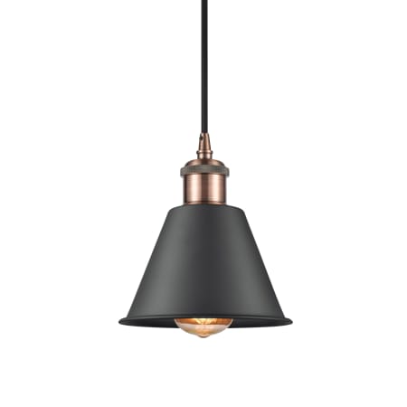 A large image of the Innovations Lighting 516-1P-8-7 Smithfield Pendant Matte Black / Antique Copper
