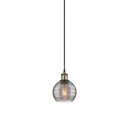 A large image of the Innovations Lighting 516-1P-9-6 Athens Pendant Black Antique Brass