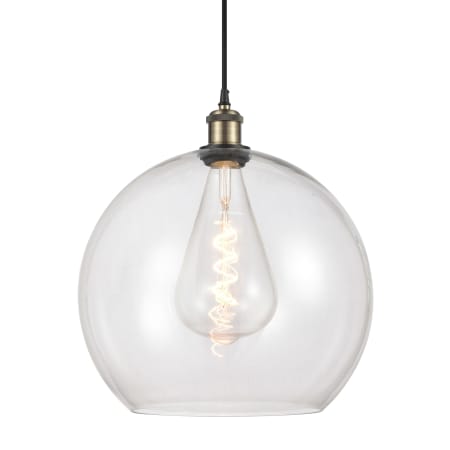 A large image of the Innovations Lighting 516-1P-18-14 Athens Pendant Black Antique Brass / Clear