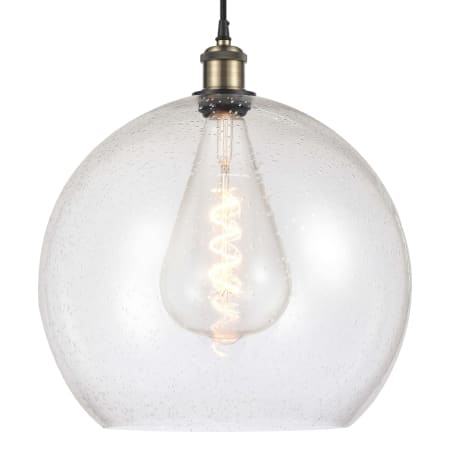 A large image of the Innovations Lighting 516-1P-19-14 Athens Pendant Black Antique Brass / Seedy