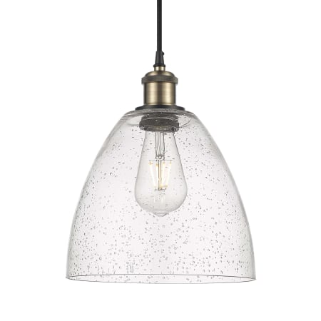 A large image of the Innovations Lighting 516-1P-14-9 Bristol Pendant Black Antique Brass / Seedy