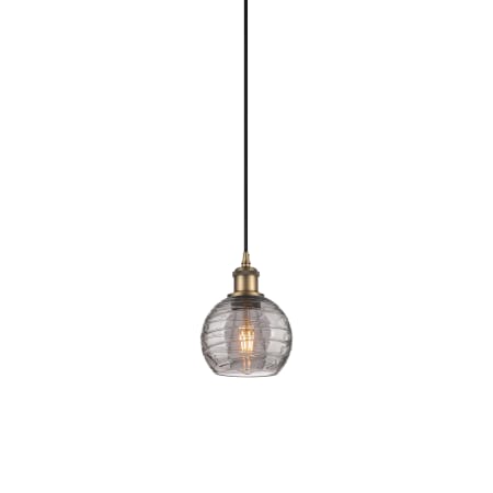 A large image of the Innovations Lighting 516-1P-9-6 Athens Pendant Brushed Brass