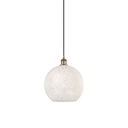 A large image of the Innovations Lighting 516-1P-14-12 White Mouchette Pendant Brushed Brass