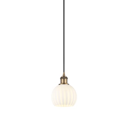 A large image of the Innovations Lighting 516-1P-8-6 White Venetian Pendant Brushed Brass