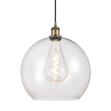 A large image of the Innovations Lighting 516-1P-18-14 Athens Pendant Brushed Brass / Clear