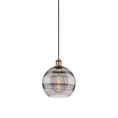 A large image of the Innovations Lighting 516-1P-12-10 Rochester Pendant Brushed Brass / Smoked