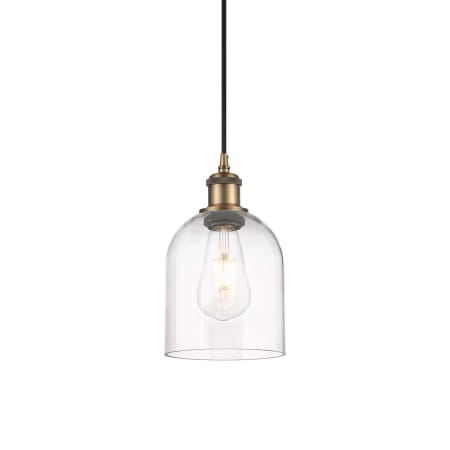 A large image of the Innovations Lighting 516-1P-10-6 Bella Pendant Brushed Brass / Clear