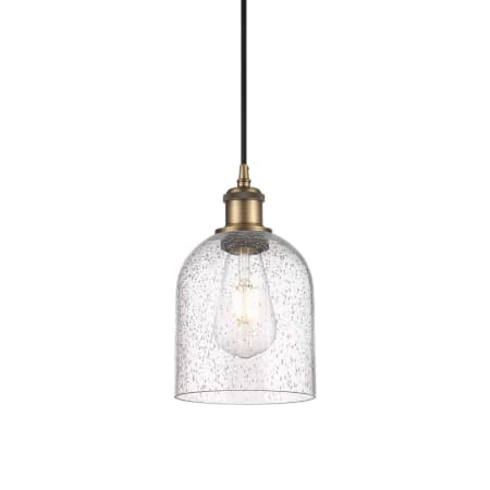 A large image of the Innovations Lighting 516-1P-10-6 Bella Pendant Brushed Brass / Seedy