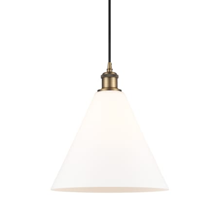 A large image of the Innovations Lighting 516-1P-15-12 Berkshire Pendant Matte White / Brushed Brass