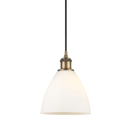 A large image of the Innovations Lighting 516-1P-11-8 Bristol Pendant Brushed Brass / Matte White