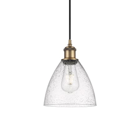 A large image of the Innovations Lighting 516-1P-11-8 Bristol Pendant Brushed Brass / Seedy