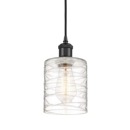 A large image of the Innovations Lighting 516-1P-8-5 Cobbleskill Pendant Deco Swirl / Matte Black