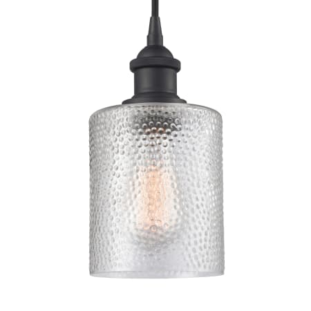 A large image of the Innovations Lighting 516-1P Cobbleskill Matte Black / Clear