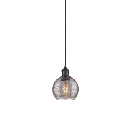 A large image of the Innovations Lighting 516-1P-9-6 Athens Pendant Matte Black