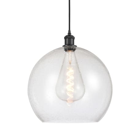 A large image of the Innovations Lighting 516-1P-18-14 Athens Pendant Matte Black / Seedy