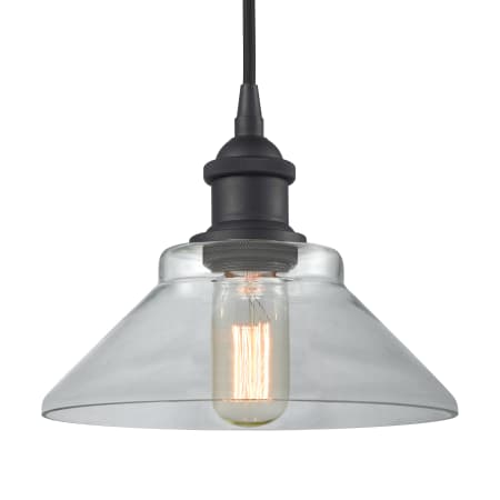 A large image of the Innovations Lighting 516-1P Orwell Matte Black / Clear