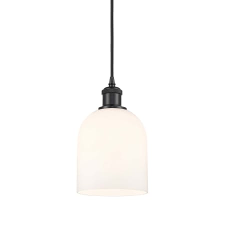 A large image of the Innovations Lighting 516-1P-10-6 Bella Pendant Matte Black / Glossy White