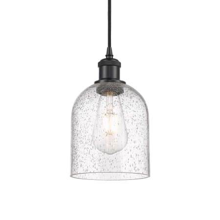 A large image of the Innovations Lighting 516-1P-10-6 Bella Pendant Matte Black / Seedy