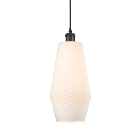 A large image of the Innovations Lighting 516-1P-17-7 Windham Pendant Matte Black / White